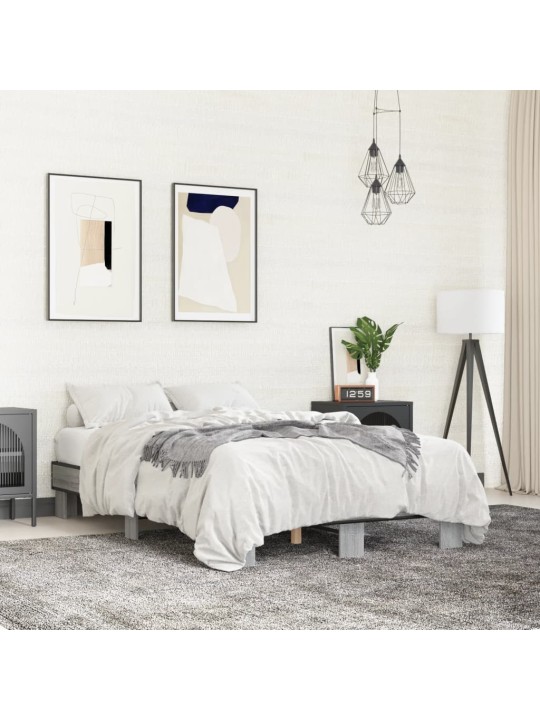 Lovos rėmas, pilkas ąžuolo, 120x200cm, apdirbta mediena/metalas