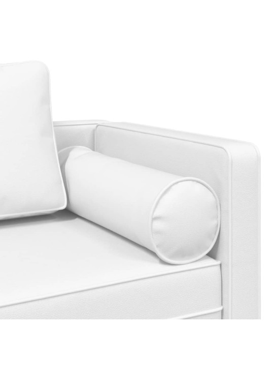 Poilsio sofa su pagalvėmis, balta, dirbtinė oda