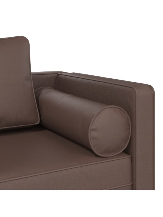 Poilsio sofa su pagalvėmis, ruda, dirbtinė oda