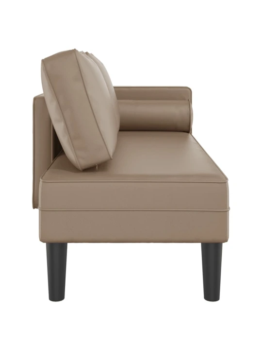 Poilsio sofa su pagalvėmis, kapučino, dirbtinė oda