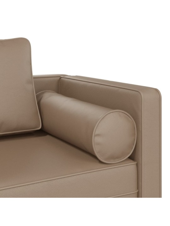 Poilsio sofa su pagalvėmis, kapučino, dirbtinė oda