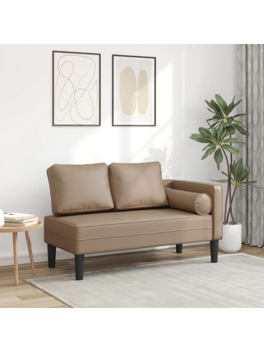 Poilsio sofa su pagalvėmis, kapučino, dirbtinė oda
