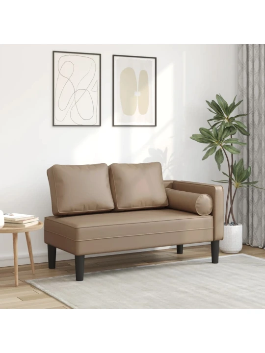 Poilsio sofa su pagalvėmis, kapučino, dirbtinė oda