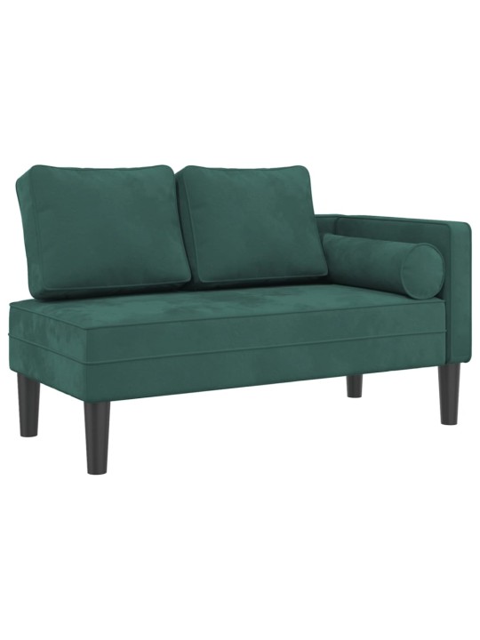 Poilsio sofa su pagalvėlėmis, tamsiai žalios spalvos, aksomas