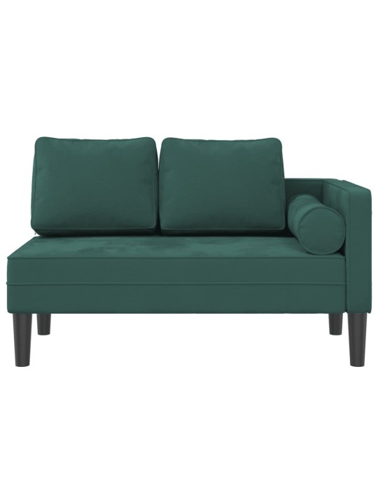 Poilsio sofa su pagalvėlėmis, tamsiai žalios spalvos, aksomas