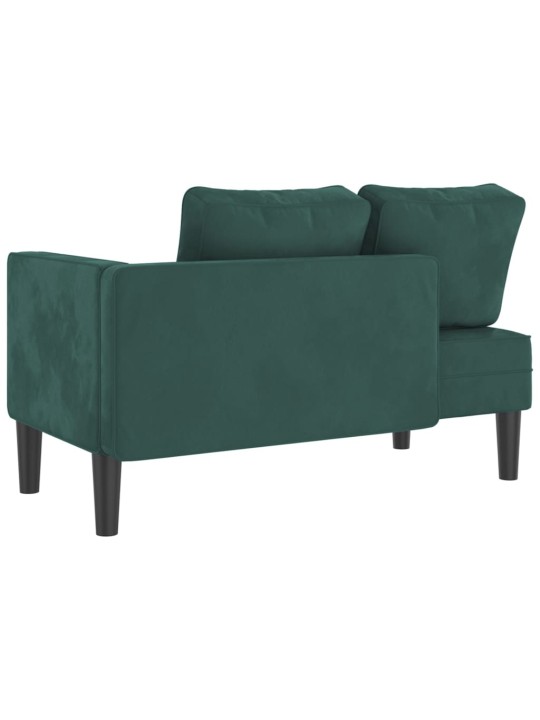 Poilsio sofa su pagalvėlėmis, tamsiai žalios spalvos, aksomas