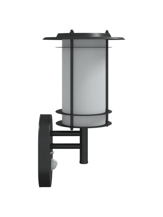 Lauko šviestuvai su jutikliais, 2vnt., juodi, plienas