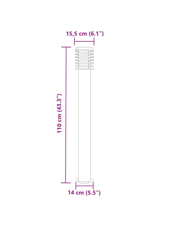 Lauko šviestuvai, 3vnt., juodi, 110cm, nerūdijantis plienas