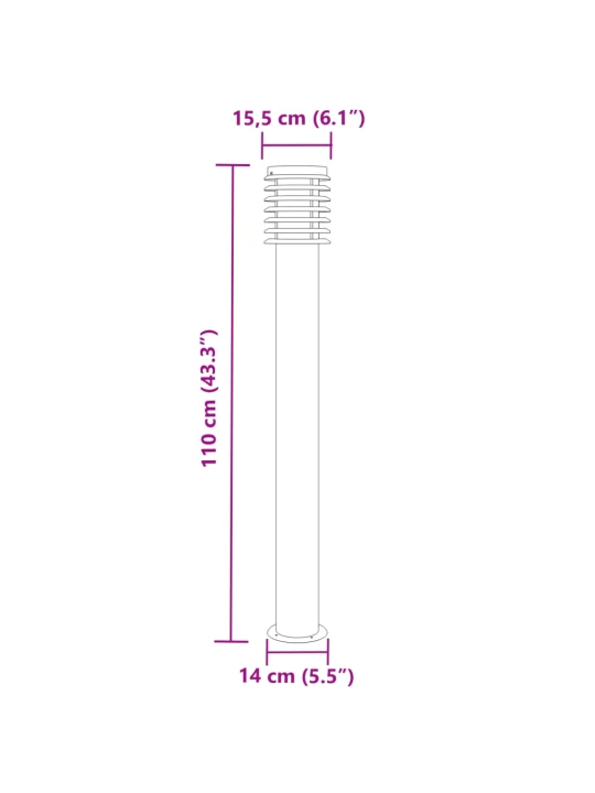 Lauko šviestuvai, 3vnt., juodi, 110cm, nerūdijantis plienas