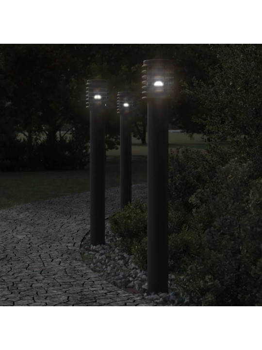 Lauko šviestuvai, 3vnt., juodi, 110cm, nerūdijantis plienas