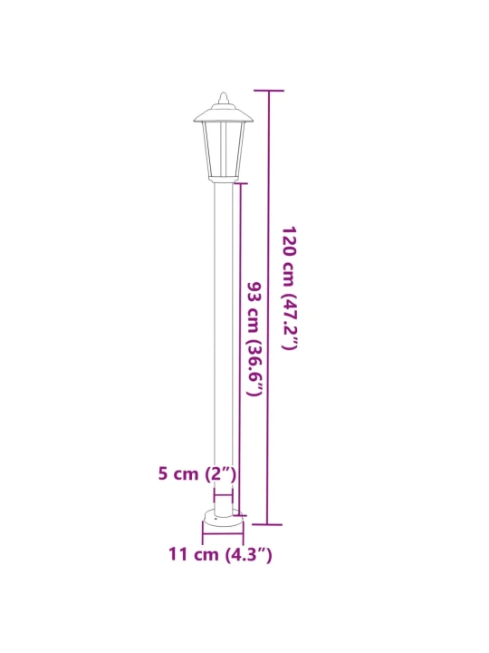 Lauko šviestuvai, 3vnt., juodi, 120cm, nerūdijantis plienas