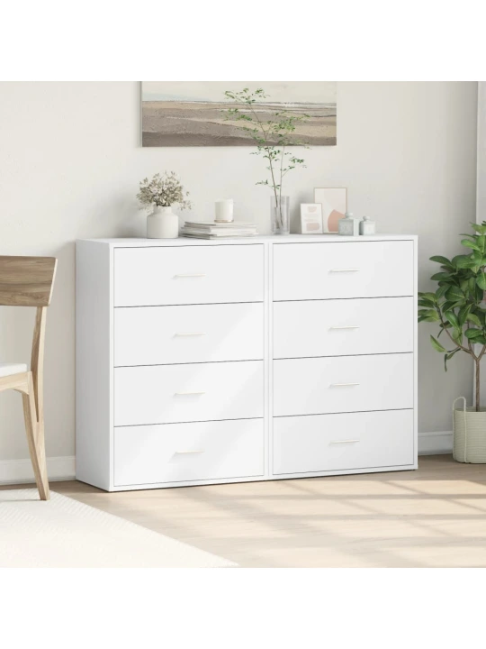 Šoninės spintelės, 2vnt., baltos, 60x31x84cm, apdirbta mediena