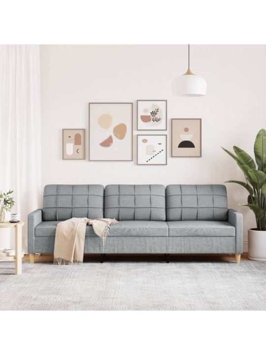 Trivietė sofa, šviesiai pilkos spalvos, 210cm, audinys