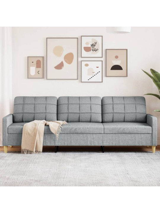 Trivietė sofa, šviesiai pilkos spalvos, 210cm, audinys