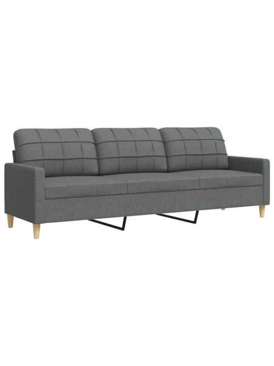 Trivietė sofa, tamsiai pilkos spalvos, 210cm, audinys