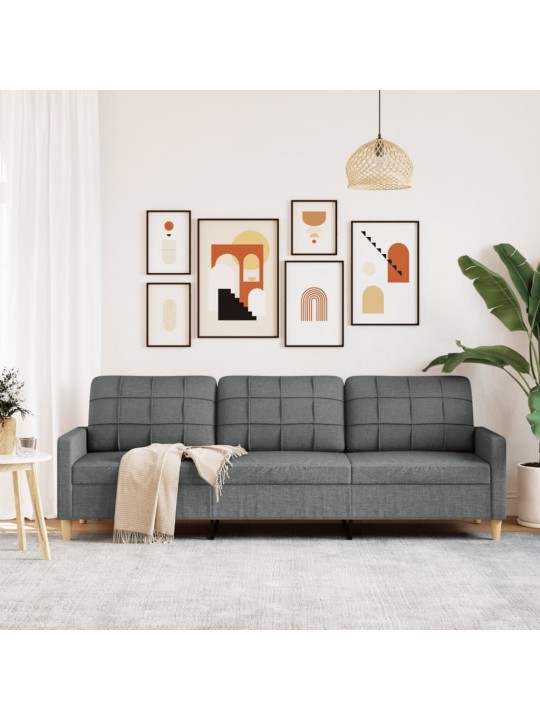 Trivietė sofa, tamsiai pilkos spalvos, 210cm, audinys