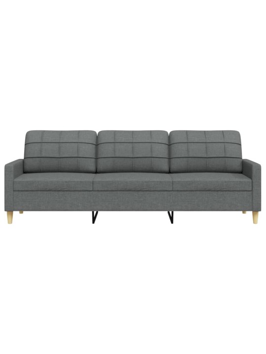 Trivietė sofa, tamsiai pilkos spalvos, 210cm, audinys