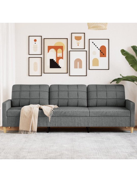 Trivietė sofa, tamsiai pilkos spalvos, 210cm, audinys