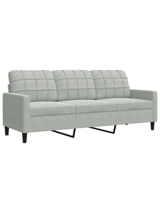 Trivietė sofa, šviesiai pilkos spalvos, 180cm, aksomas