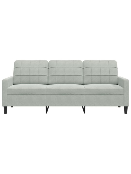 Trivietė sofa, šviesiai pilkos spalvos, 180cm, aksomas