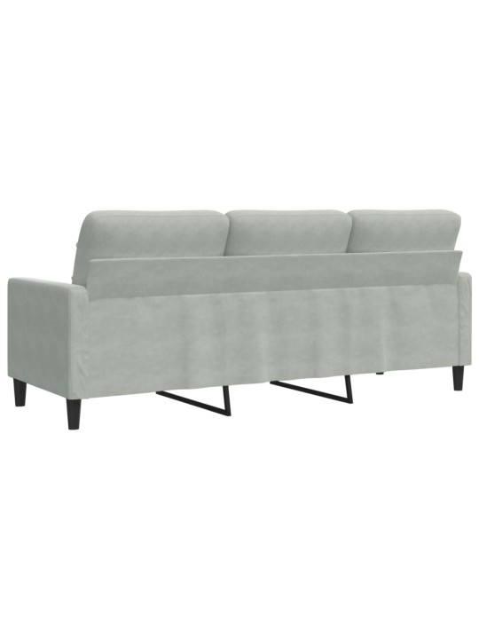Trivietė sofa, šviesiai pilkos spalvos, 180cm, aksomas