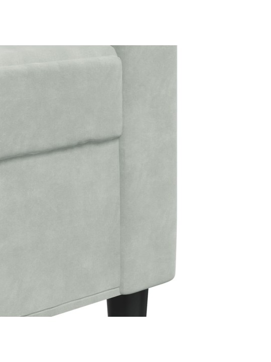 Trivietė sofa, šviesiai pilkos spalvos, 180cm, aksomas