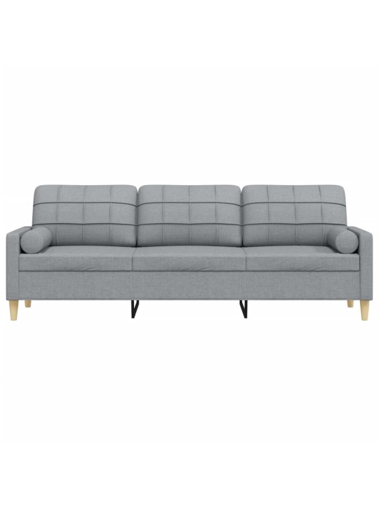Trivietė sofa su pagalvėlėmis, šviesiai pilka, 210cm, audinys