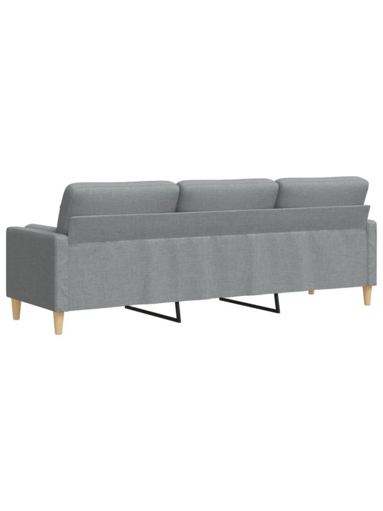 Trivietė sofa su pagalvėlėmis, šviesiai pilka, 210cm, audinys