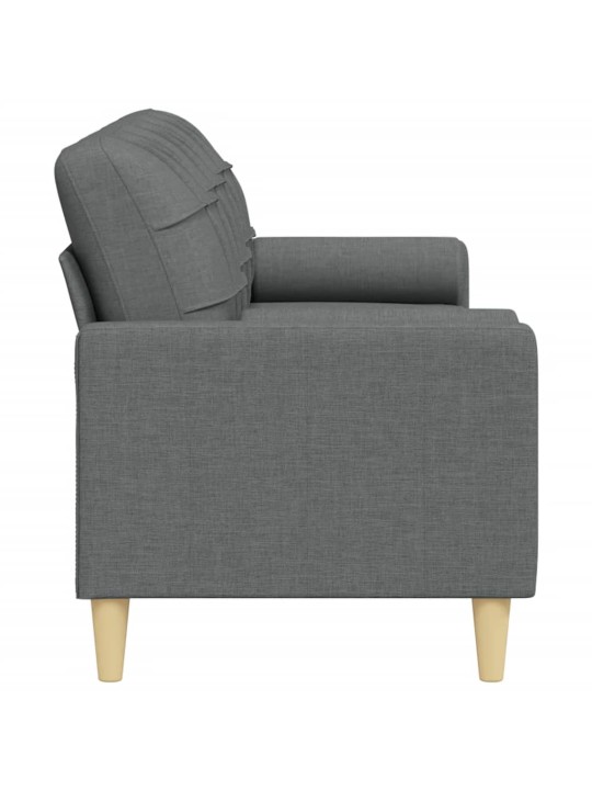 Trivietė sofa su pagalvėlėmis, tamsiai pilka, 210cm, audinys