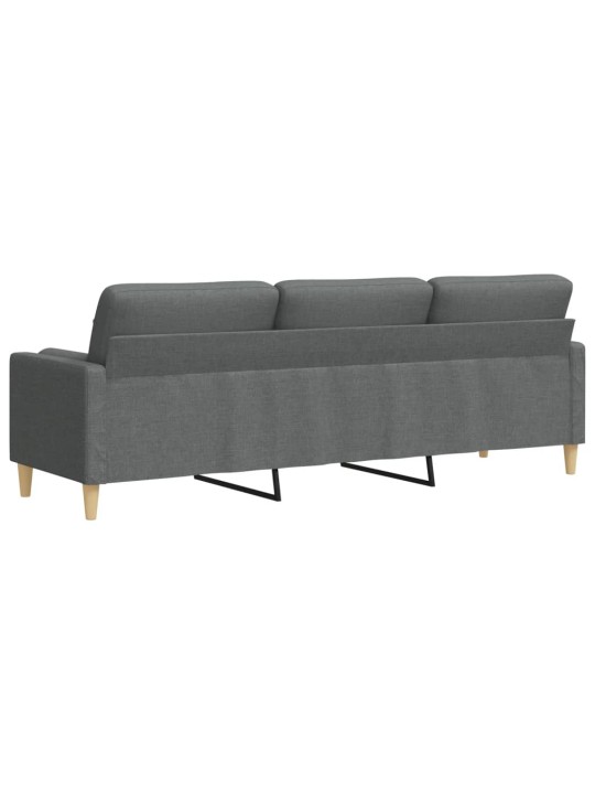 Trivietė sofa su pagalvėlėmis, tamsiai pilka, 210cm, audinys