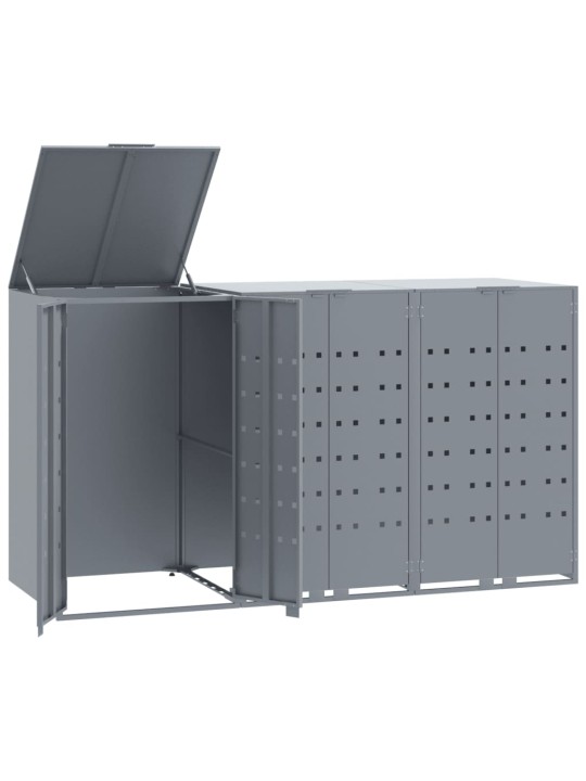 Stoginė trim konteineriams, pilka, 207x79x117cm, plienas
