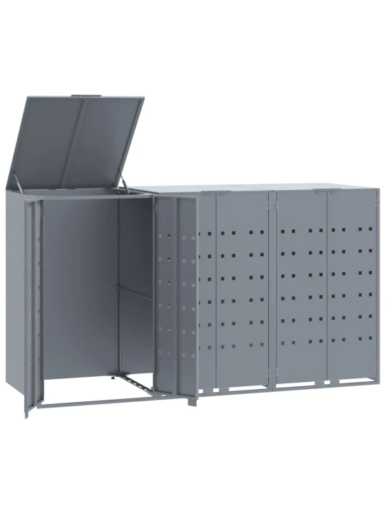 Stoginė trim konteineriams, pilka, 207x79x117cm, plienas