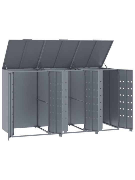 Stoginė trim konteineriams, pilka, 207x79x117cm, plienas