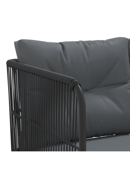 Sodo sofa su pagalvėlėmis, juoda, plienas/tekstilenas