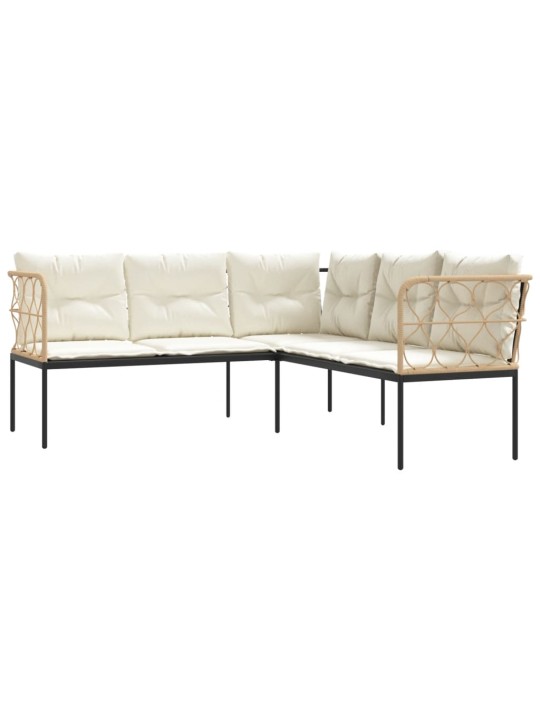Sodo sofa su pagalvėlėmis, juoda, plienas/tekstilenas