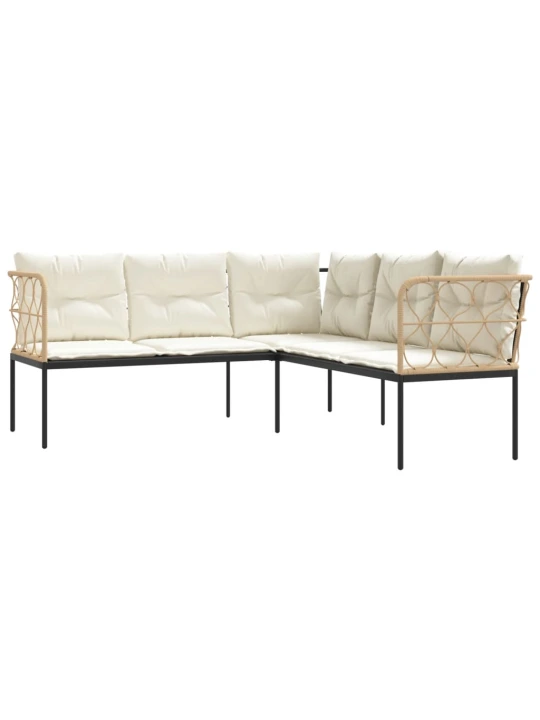 Sodo sofa su pagalvėlėmis, juoda, plienas/tekstilenas