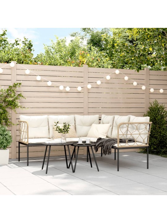 Sodo sofa su pagalvėlėmis, juoda, plienas/tekstilenas