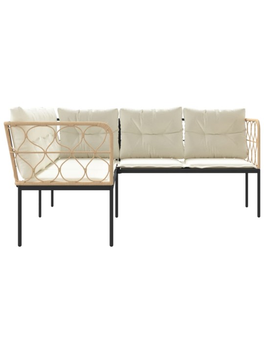 Sodo sofa su pagalvėlėmis, juoda, plienas/tekstilenas