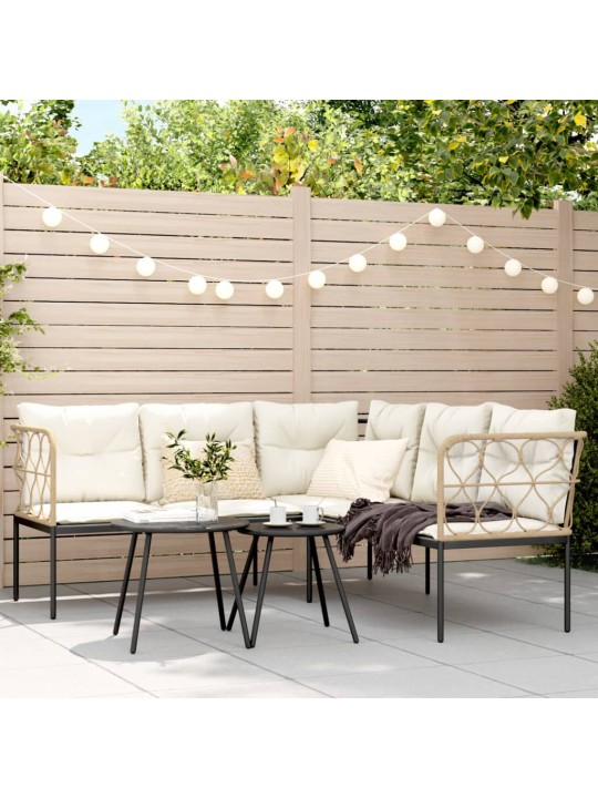 Sodo sofa su pagalvėlėmis, juoda, plienas/tekstilenas