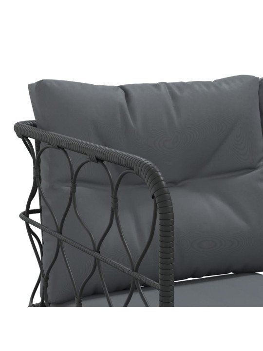 Sodo sofa su pagalvėlėmis, juoda, plienas/tekstilenas