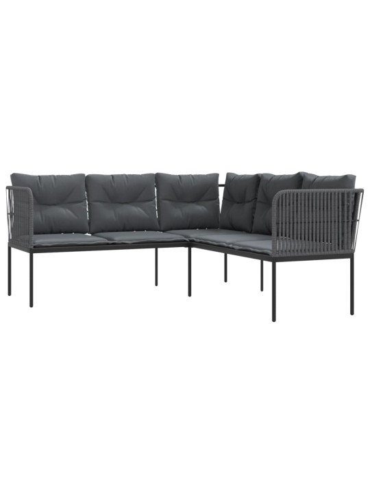 Sodo sofa su pagalvėlėmis, juoda, plienas/tekstilenas