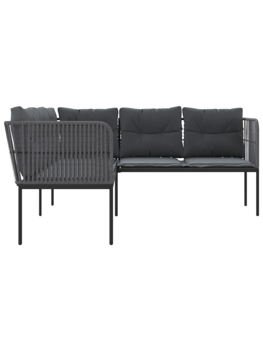Sodo sofa su pagalvėlėmis, juoda, plienas/tekstilenas