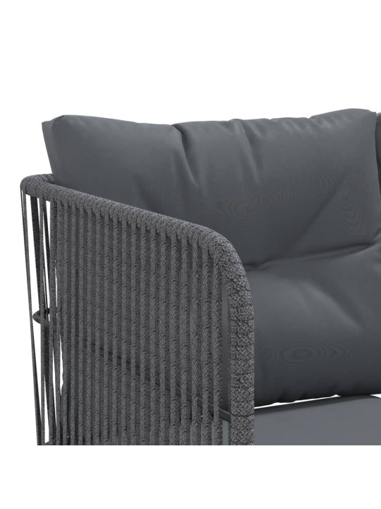 Sodo sofa su pagalvėlėmis, juoda, plienas/tekstilenas