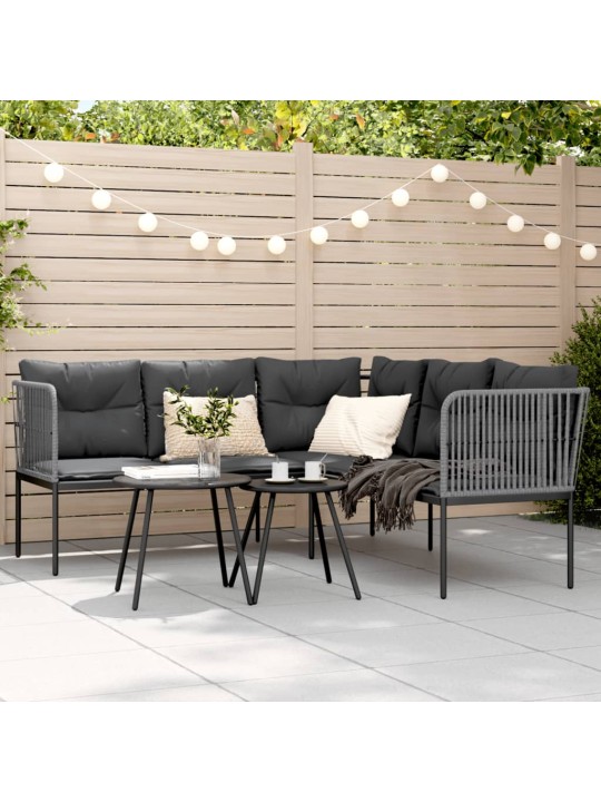 Sodo sofa su pagalvėlėmis, juoda, plienas/tekstilenas