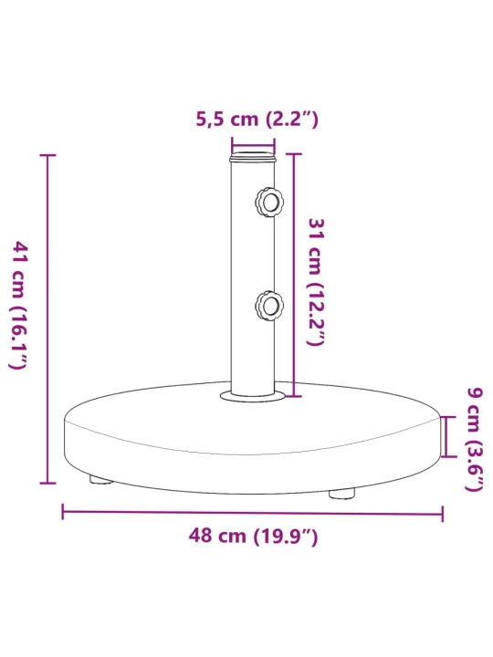 Skėčio nuo saulės pagrindas 32/38/48mm skersmens stulpams, 25kg