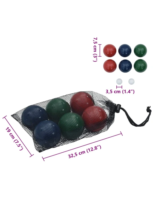Žaidimo Bocce rinkinys su krepšiu, 8 dalių, pušies masyvas