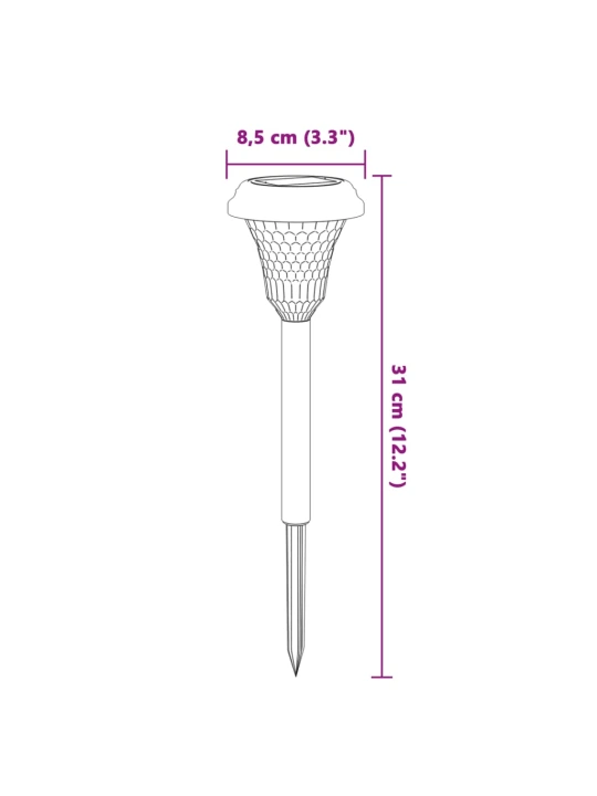 Solar Pathway šviestuvai su smaigaliais, 12vnt., baltos spalvos