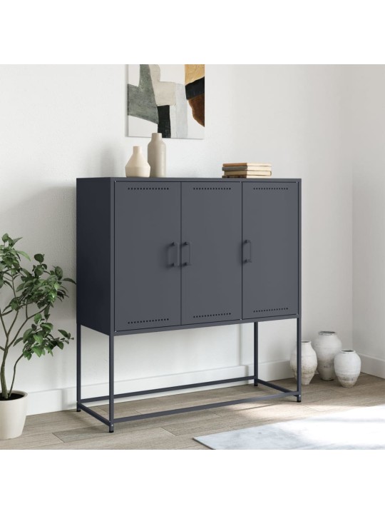 Komoda, antracito spalvos, 100,5x39x107cm, plienas