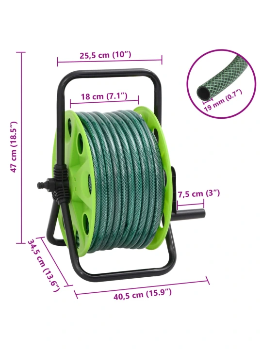 Žarnos ritė su tvirtinimo detalėmis, žalia, 0,75", 20m, PVC