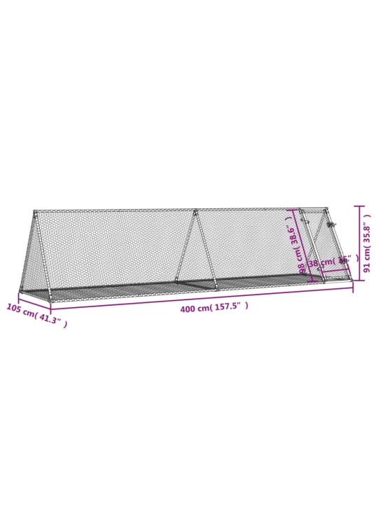 Narvelis triušiams, sidabrinis, 400x105x91cm, plienas